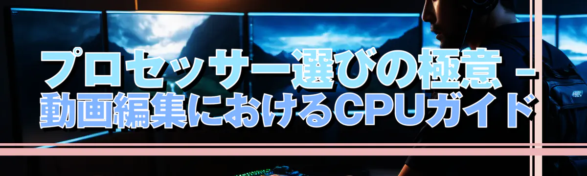 プロセッサー選びの極意 ? 動画編集におけるCPUガイド