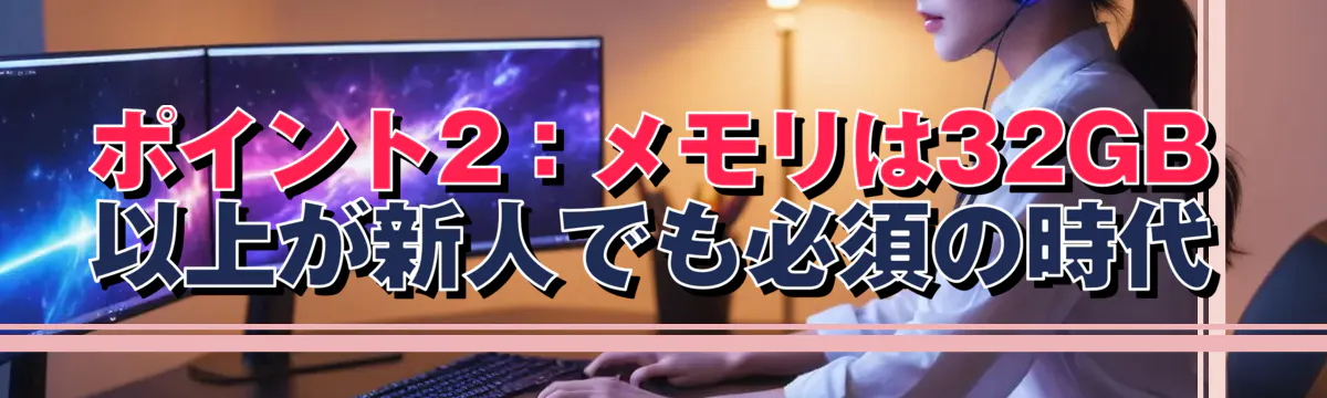 ポイント2：メモリは32GB以上が新人でも必須の時代