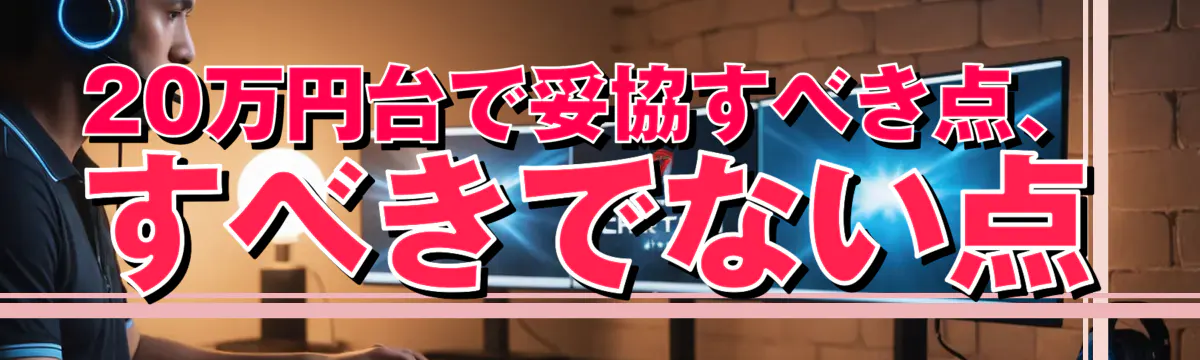 20万円台で妥協すべき点、すべきでない点